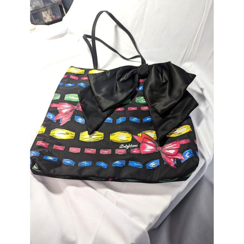 Brighton "Take A Beau" Large Tote Bag Multi Color w/Bows 15" x 14" NWOT